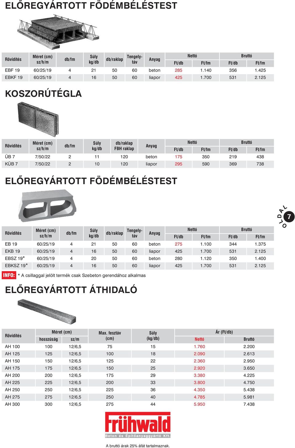 60/25/19 4 21 50 60 beton EKB 19 60/25/19 4 16 50 60 liapor EBSZ 19* 60/25/19 4 20 50 60 beton EBKSZ 19* 60/25/19 4 16 50 60 liapor Ft/fm Ft/fm 275 425 1.100 1.700 344 531 1.375 2.125 280 1. 350 1.