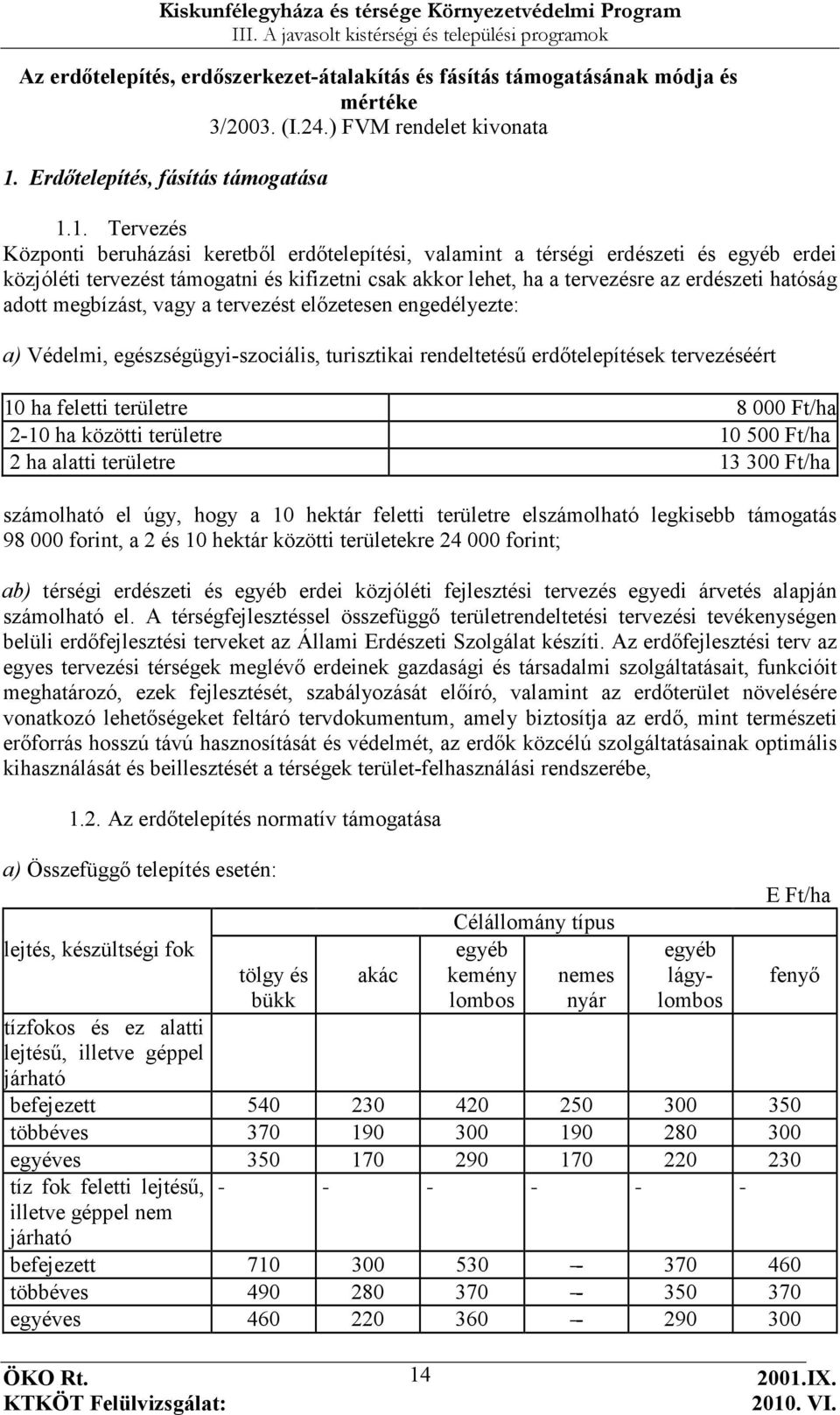 1. Tervezés Központi beruházási keretbıl erdıtelepítési, valamint a térségi erdészeti és egyéb erdei közjóléti tervezést támogatni és kifizetni csak akkor lehet, ha a tervezésre az erdészeti hatóság