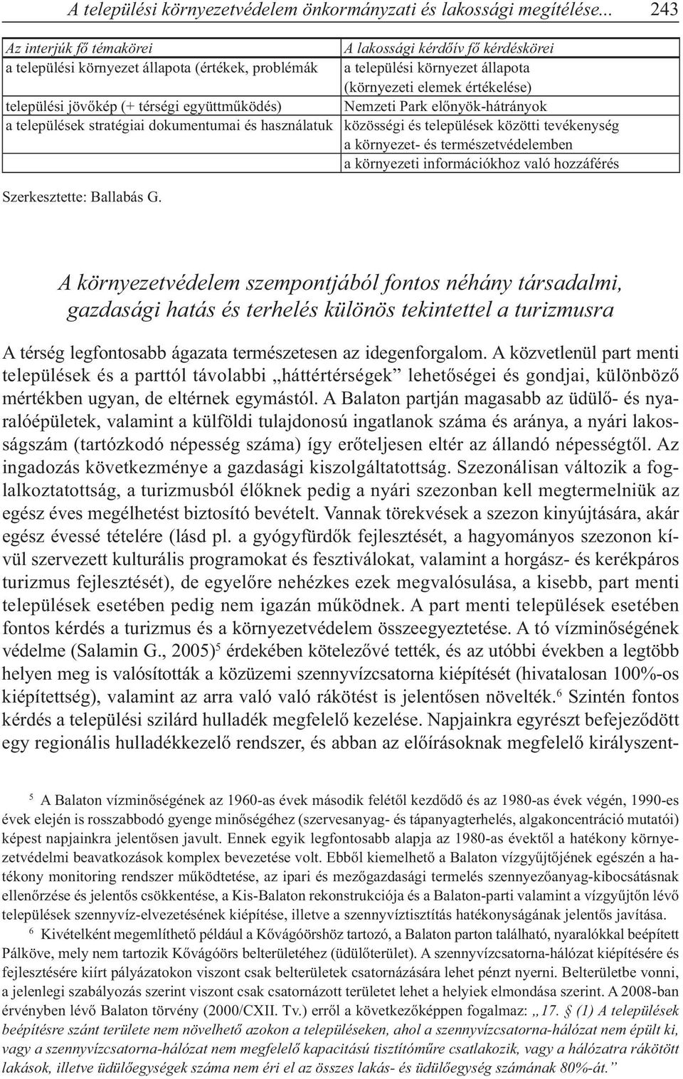 jövőkép (+ térségi együttműködés) Nemzeti Park előnyök-hátrányok a települések stratégiai dokumentumai és használatuk közösségi és települések közötti tevékenység a környezet- és természetvédelemben