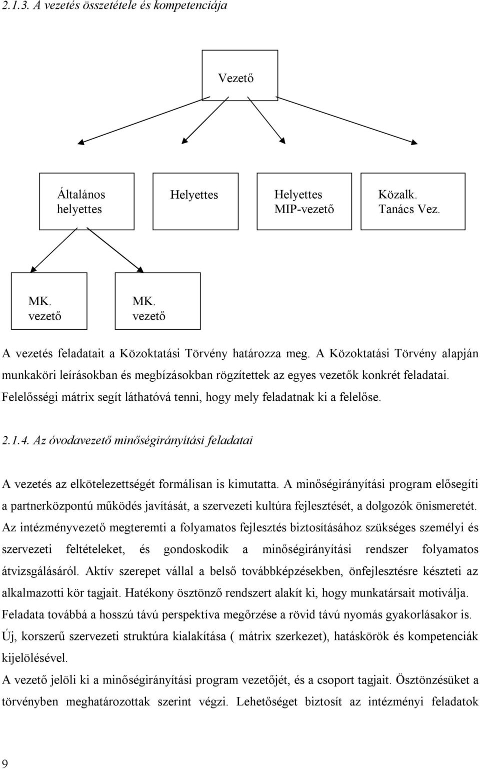 4. Az óvodavezető minőségirányítási feladatai A vezetés az elkötelezettségét formálisan is kimutatta.