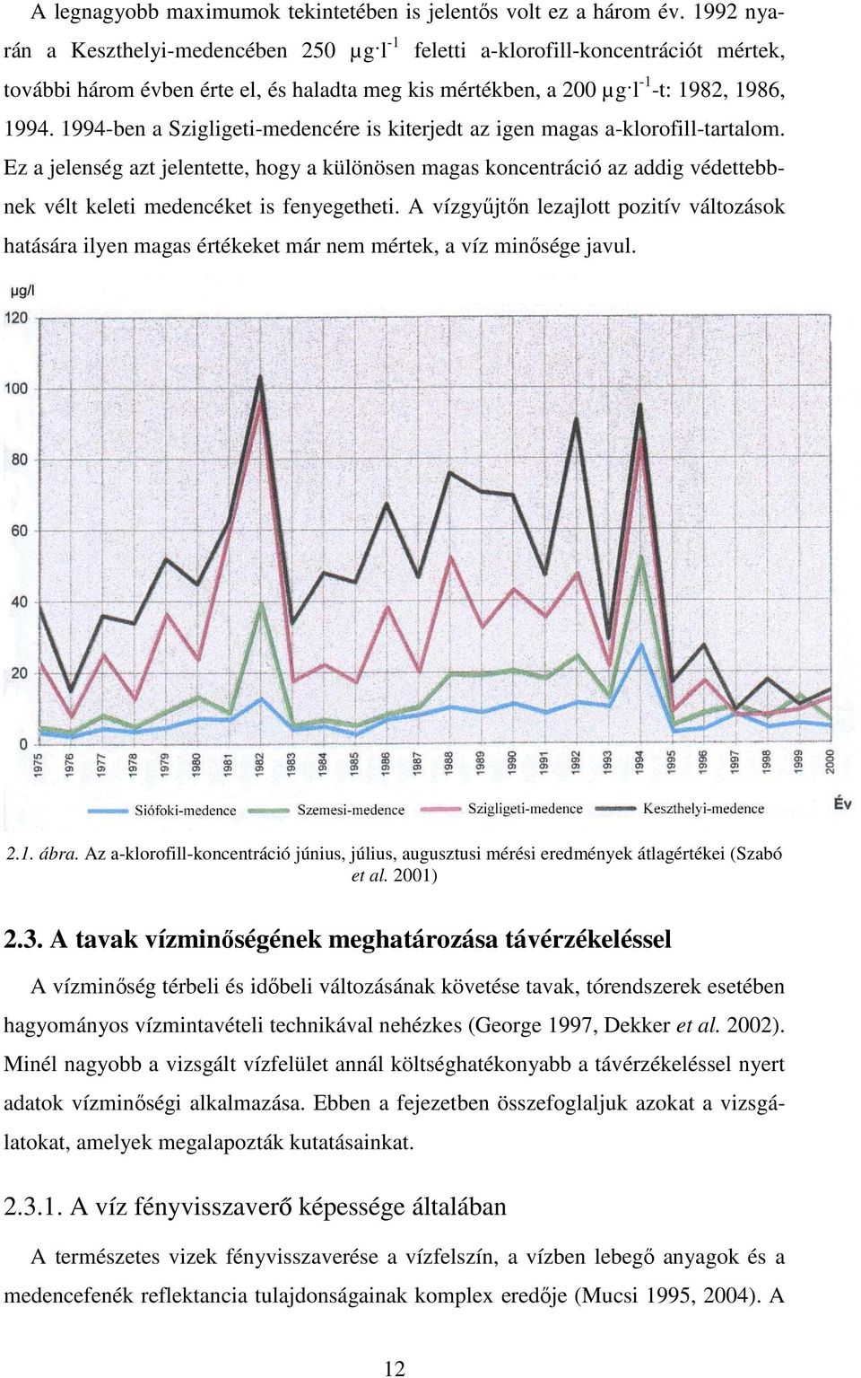 1994-ben a Szigligeti-medencére is kiterjedt az igen magas a-klorofill-tartalom.