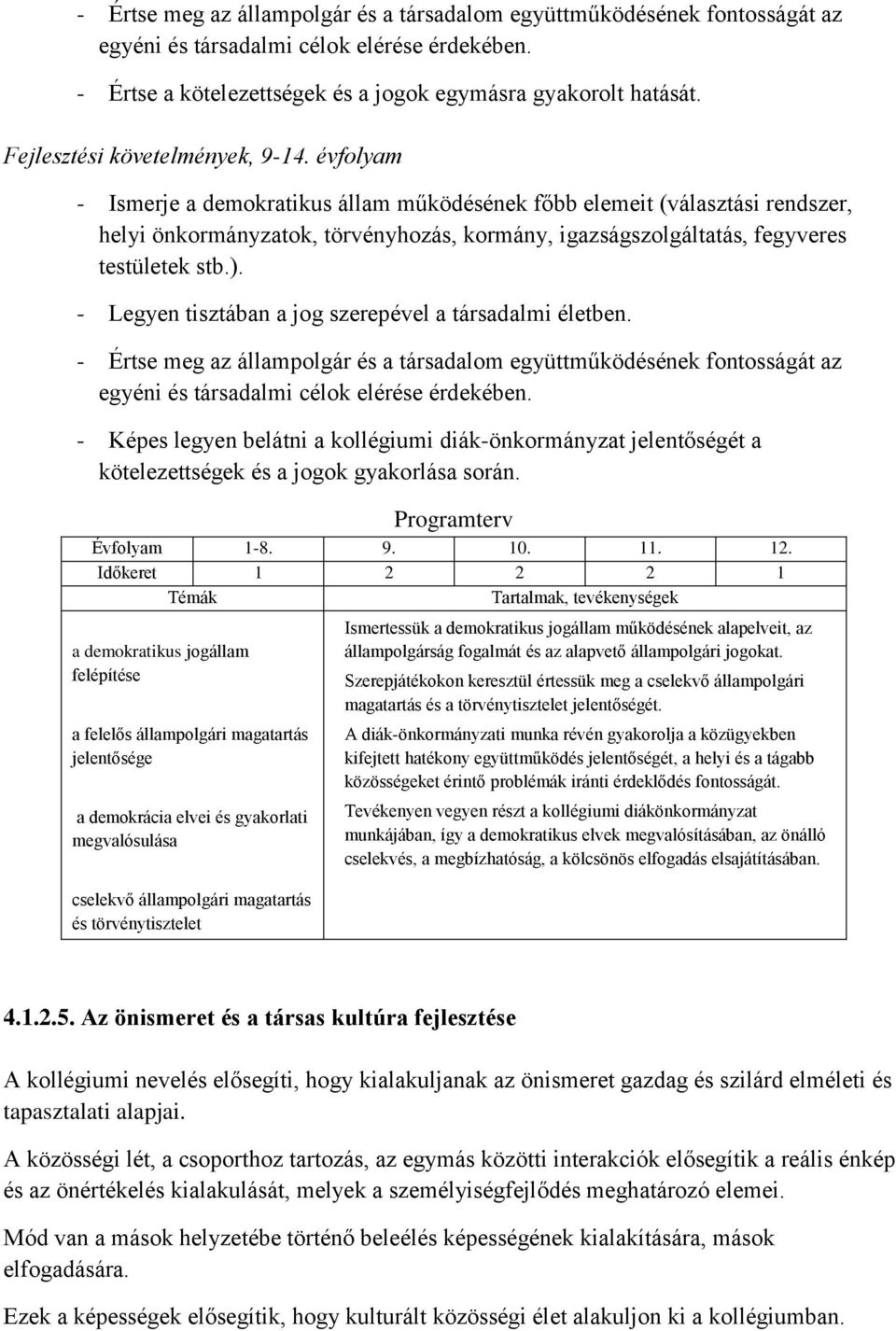 évfolyam - Ismerje a demokratikus állam működésének főbb elemeit (választási rendszer, helyi önkormányzatok, törvényhozás, kormány, igazságszolgáltatás, fegyveres testületek stb.).