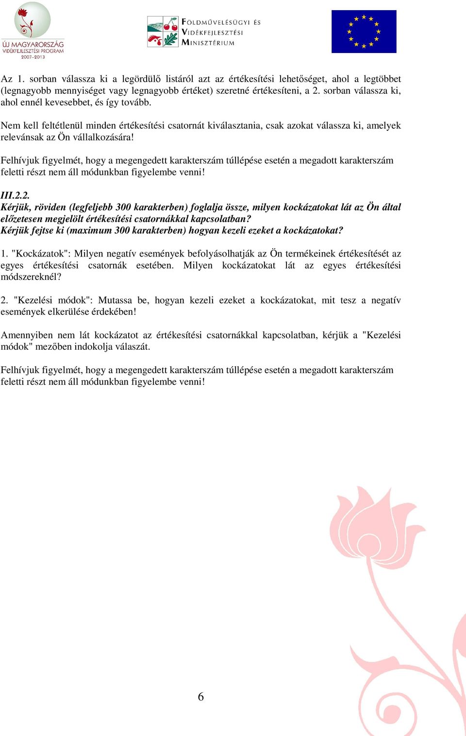 2. Kérjük, röviden (legfeljebb 300 karakterben) foglalja össze, milyen kockázatokat lát az Ön által elızetesen megjelölt értékesítési csatornákkal kapcsolatban?