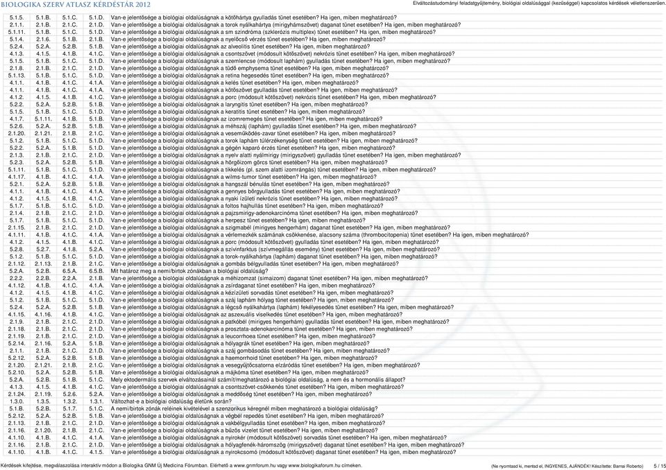 Ha igen, miben meghatározó? 5.2.4. 5.2.A. 5.2.B. 5.1.B. Van-e jelentősége a biológiai oldalúságnak az alveolitis tünet esetében? Ha igen, miben meghatározó? 4.1.3. 4.1.5. 4.1.B. 4.1.C.