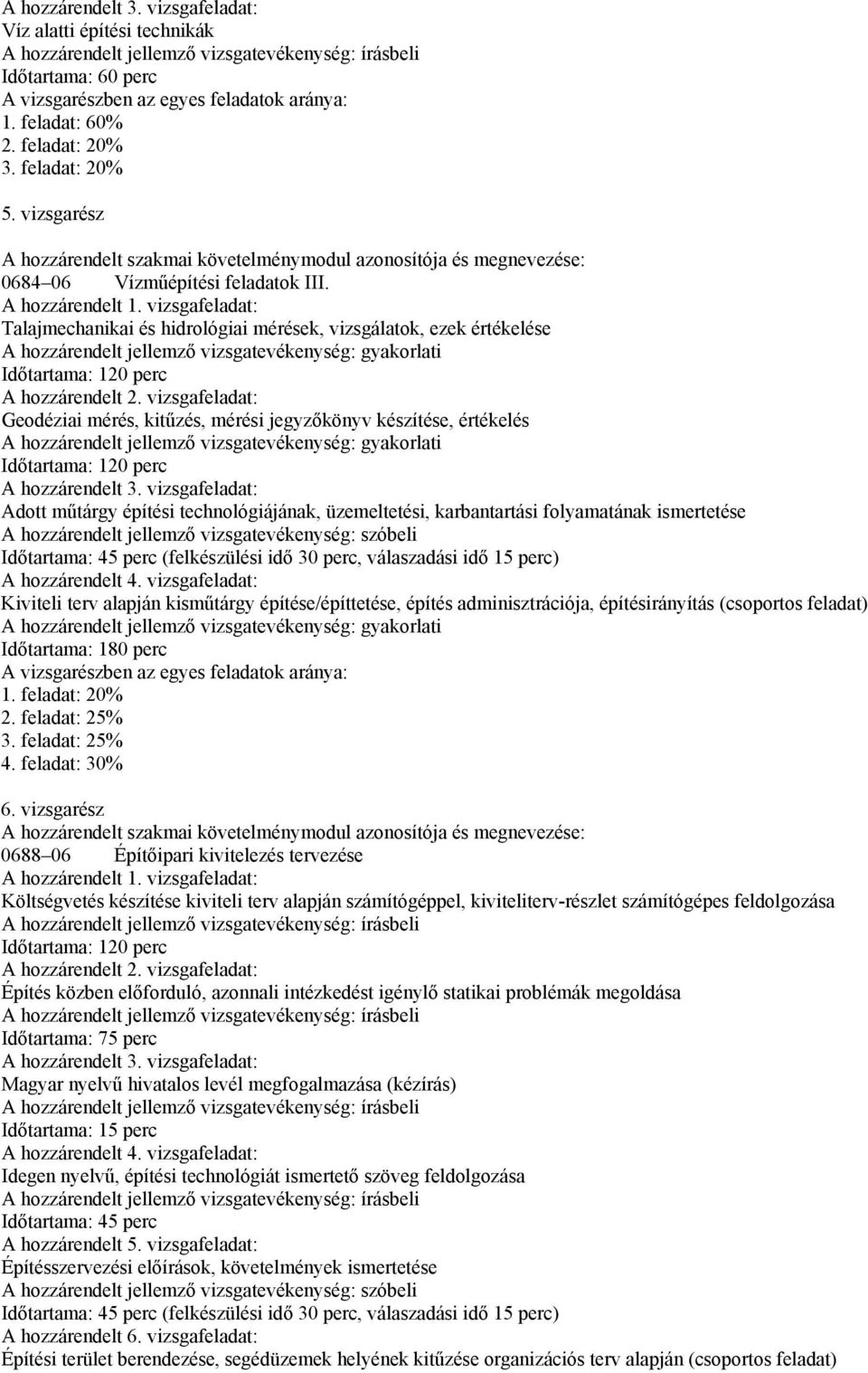 vizsgafeladat: Talajmechanikai és hidrológiai mérések, vizsgálatok, ezek értékelése A hozzárendelt jellemző vizsgatevékenység: gyakorlati Időtartama: 120 perc A hozzárendelt 2.