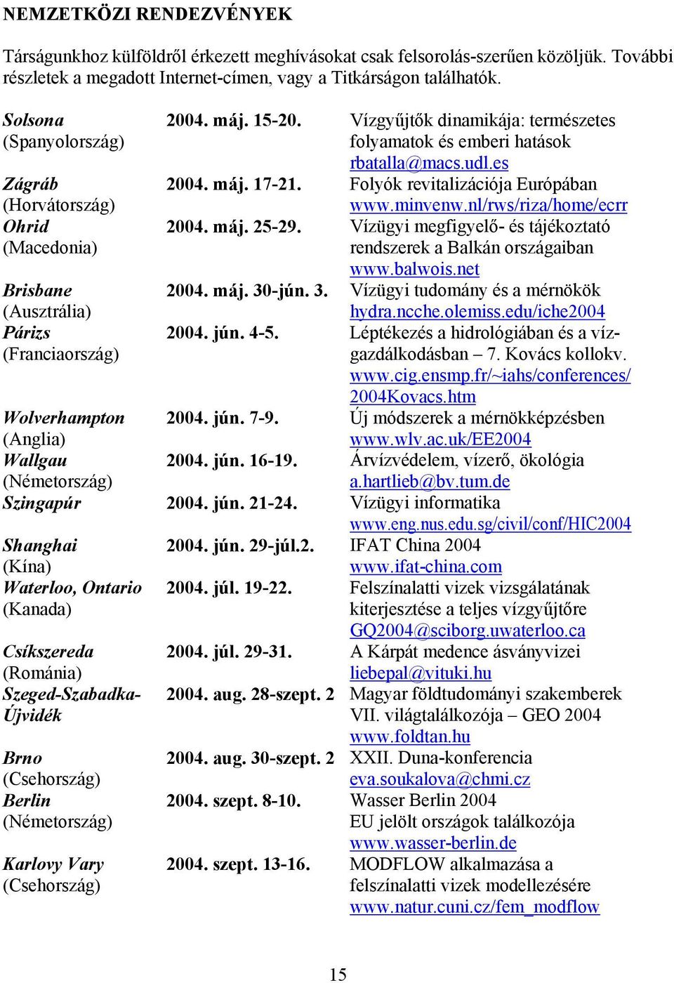 Vízgyűjtők dinamikája: természetes folyamatok és emberi hatások rbatalla@macs.udl.es 2004. máj. 17-21. Folyók revitalizációja Európában www.minvenw.nl/rws/riza/home/ecrr 2004. máj. 25-29.