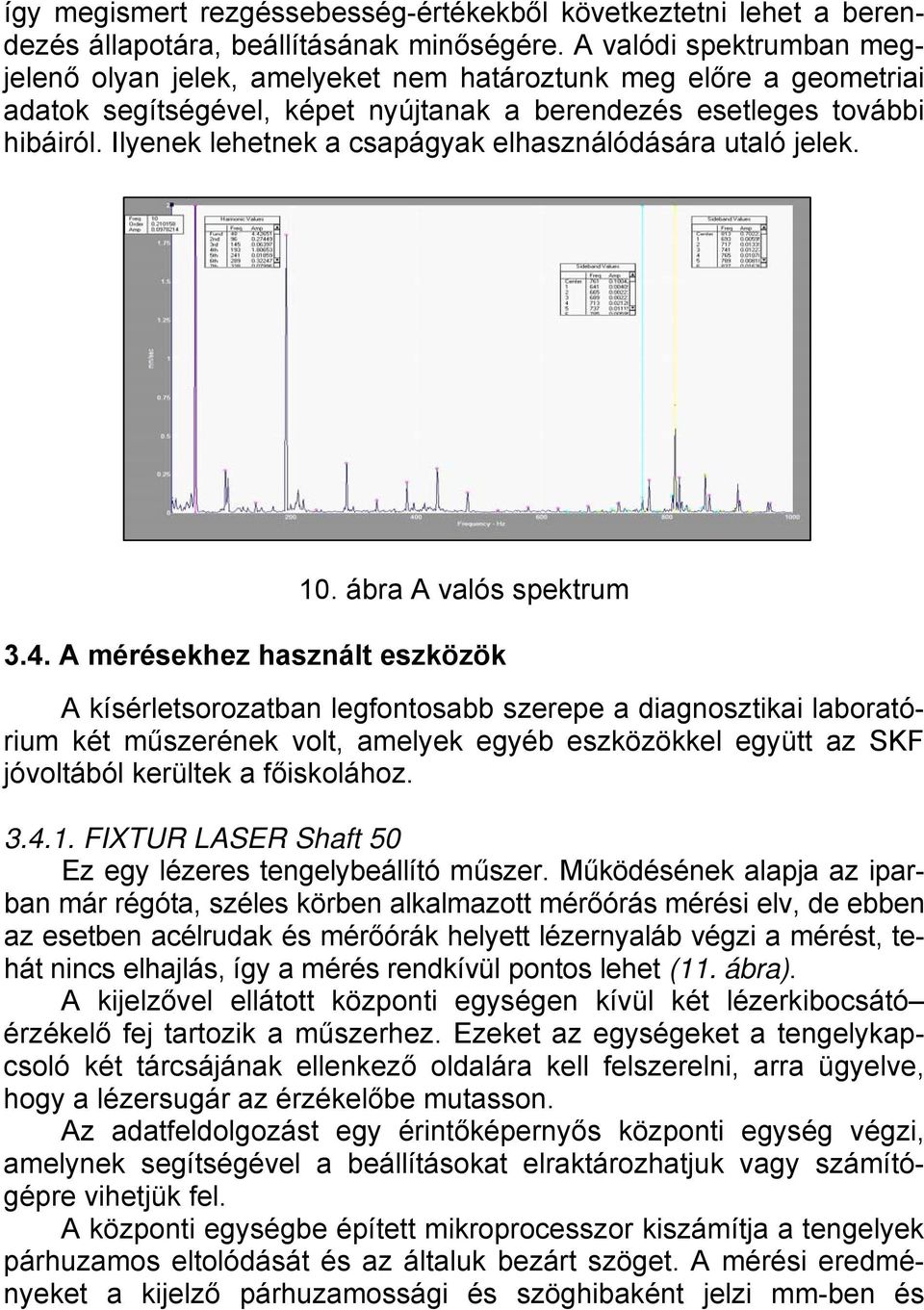 Ilyenek lehetnek a csapágyak elhasználódására utaló jelek. 1. ábra A valós spektrum 3.4.