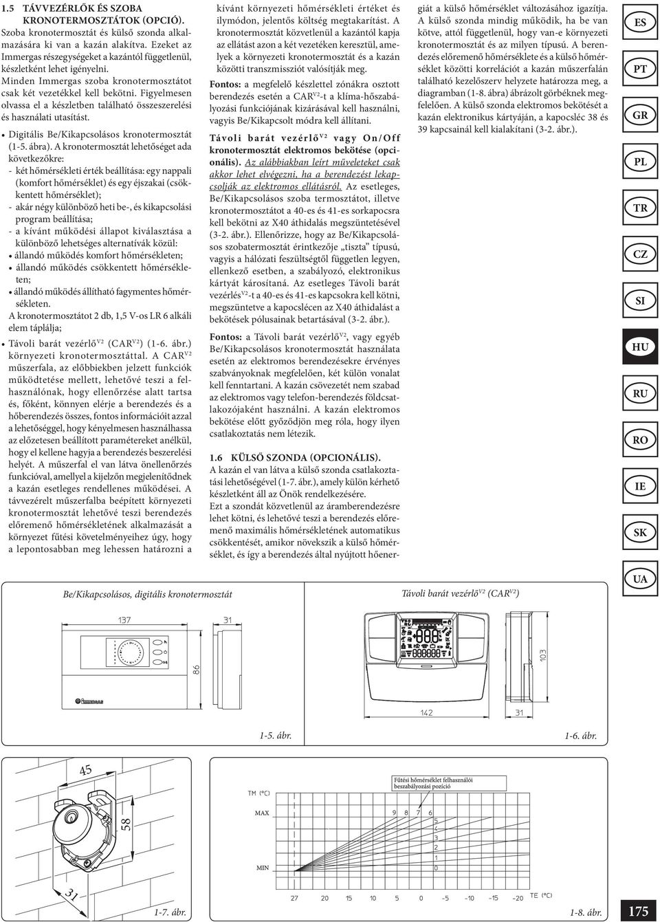 Figyelmesen olvassa el a készletben található összeszerelési és használati utasítást. Digitális Be/Kikapcsolásos kronotermosztát (1-5. ábra).