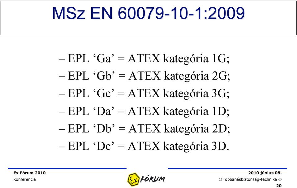 EPL Da = ATEX kategória 1D; EPL Db = ATEX