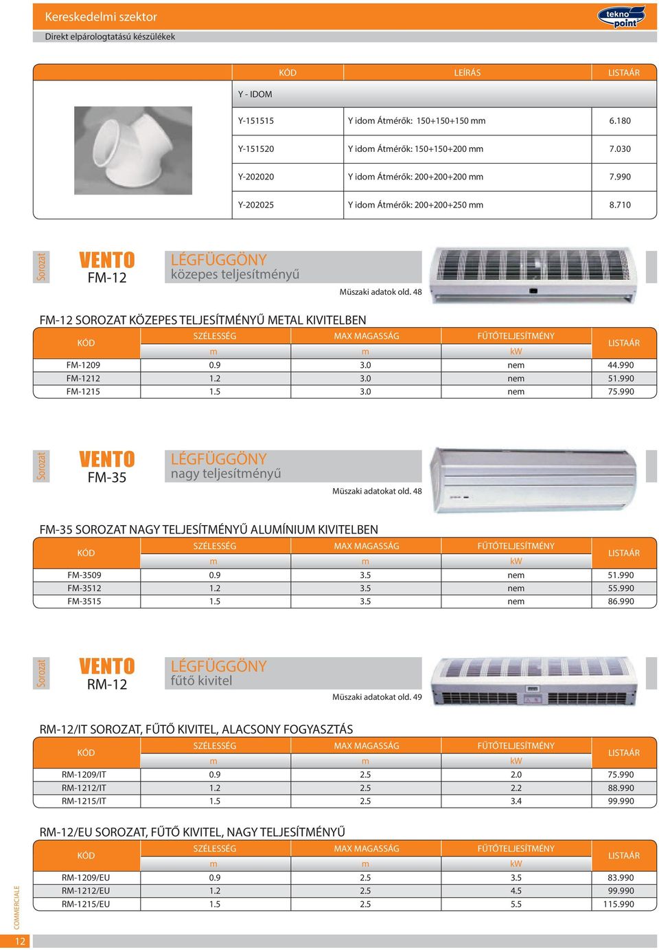 48 FM-12 SOROZAT KÖZEPES TELJESÍTMÉNYŰ METAL KIVITELBEN KÓD SZÉLESSÉG MAX MAGASSÁG m m kw FM-1209 0.9 3.0 nem 44.990 FM-1212 1.2 3.0 nem 51.990 FM-1215 1.5 3.0 nem 75.