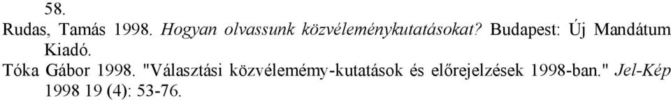 Budapest: Új Mandátum Kiadó. Tóka Gábor 1998.