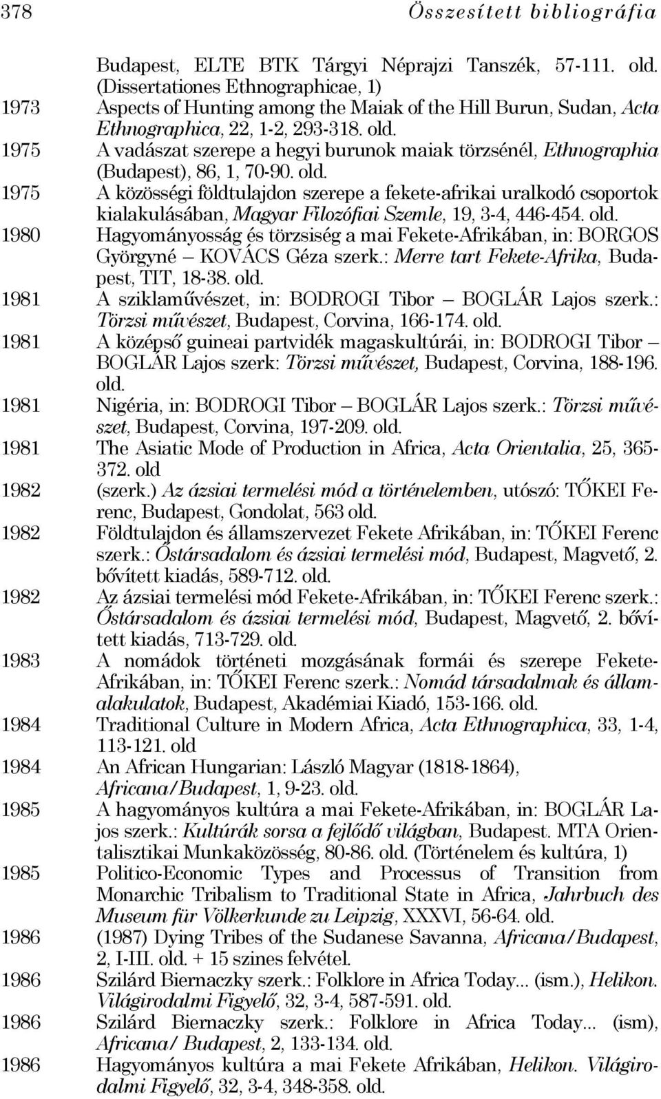 1975 A vadászat szerepe a hegyi burunok maiak törzsénél, Ethnographia (Budapest), 86, 1, 70-90.