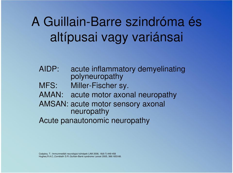 AMAN: acute motor axonal neuropathy AMSAN: acute motor sensory axonal neuropathy Acute