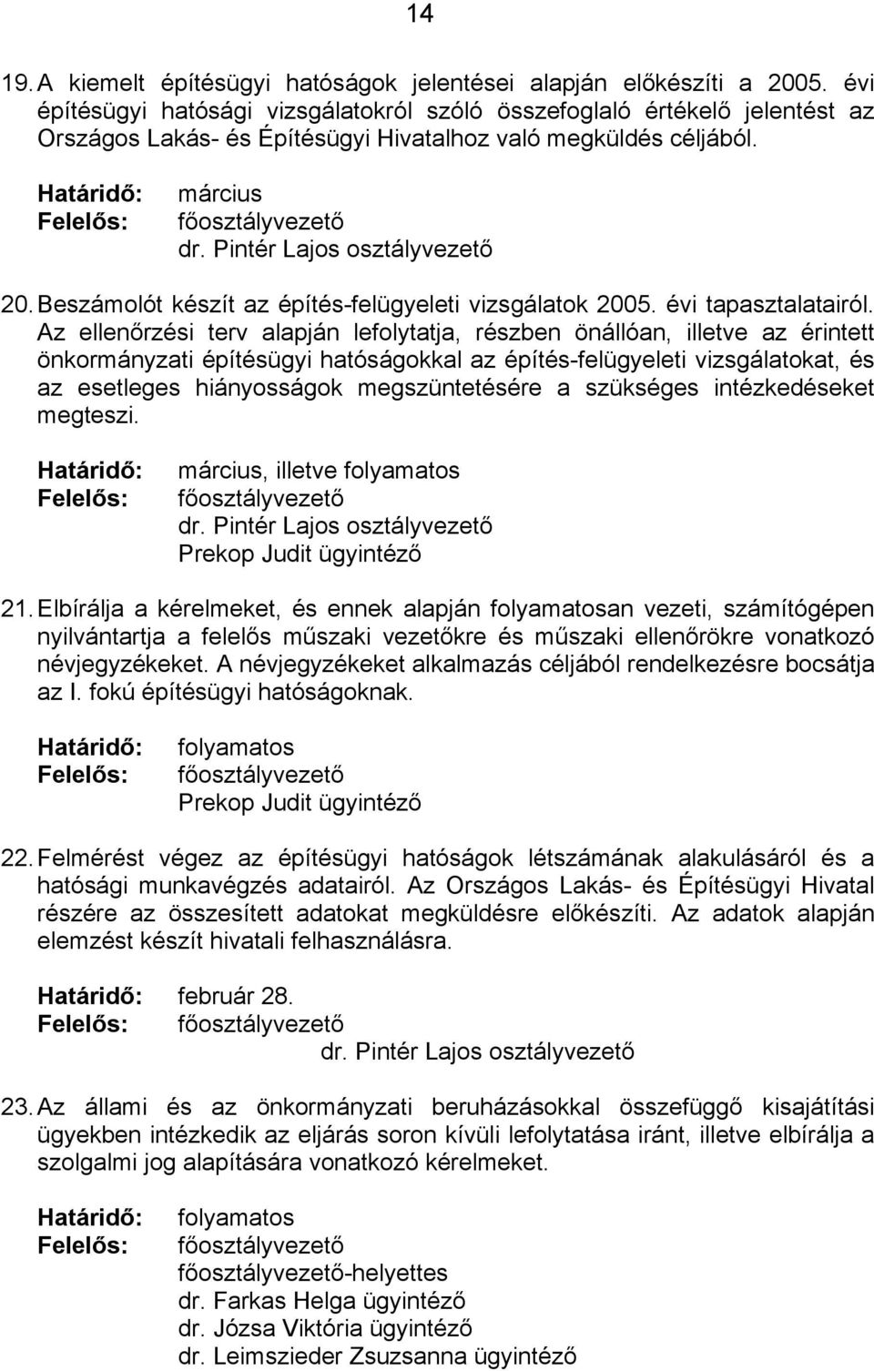 Beszámolót készít az építés-felügyeleti vizsgálatok 2005. évi tapasztalatairól.