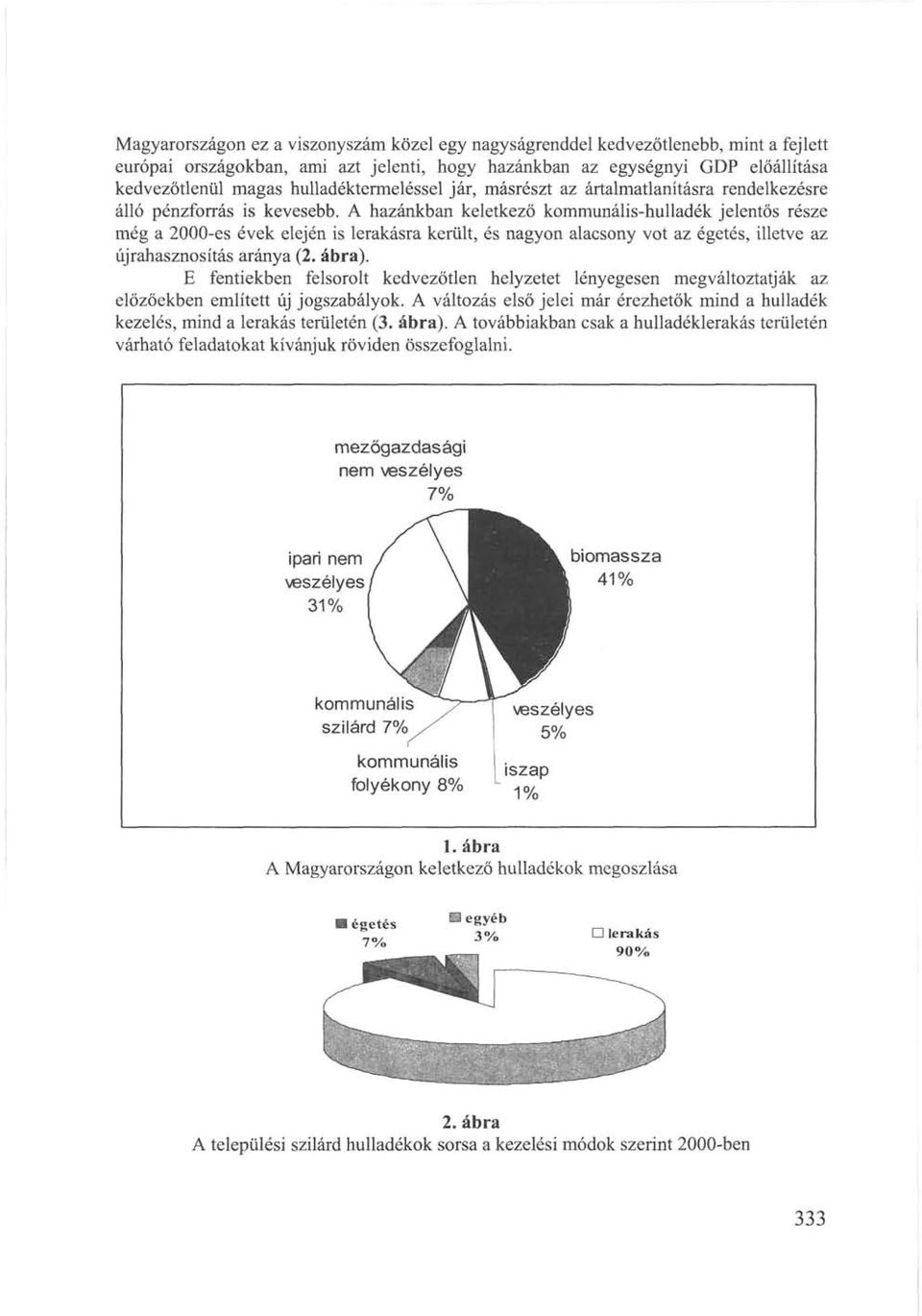 A hazánkban keletkező kommunális-hulladék jelentős része még a 2000-es évek elején is lerakásra került, és nagyon alacsony vot az égetés, illetve az újrahasznosítás aránya (2. ábra).