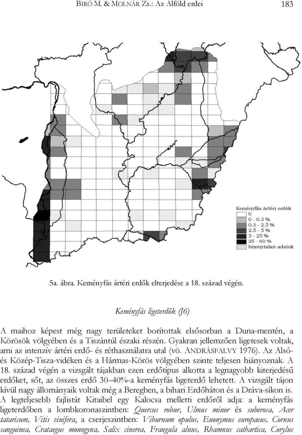 Gyakran jellemzően ligetesek voltak, ami az intenzív ártéri erdő- és réthasználatra utal (vö. ANDRÁSFALVY 1976). Az Alsóés Közép-Tisza-vidéken és a Hármas-Körös völgyében szinte teljesen hiányoznak.