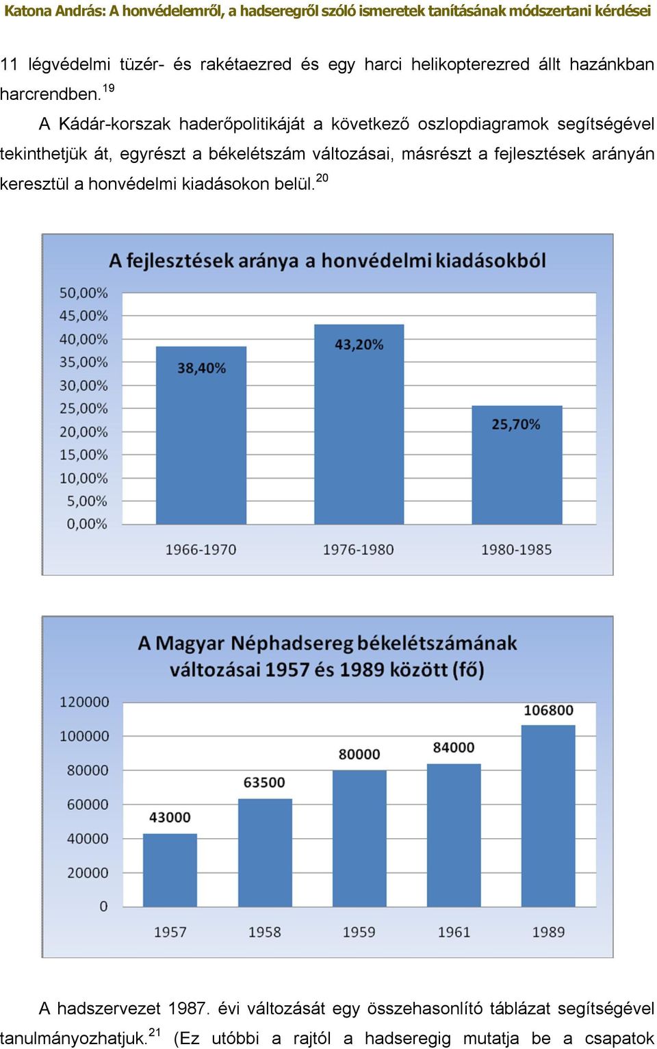 békelétszám változásai, másrészt a fejlesztések arányán keresztül a honvédelmi kiadásokon belül.