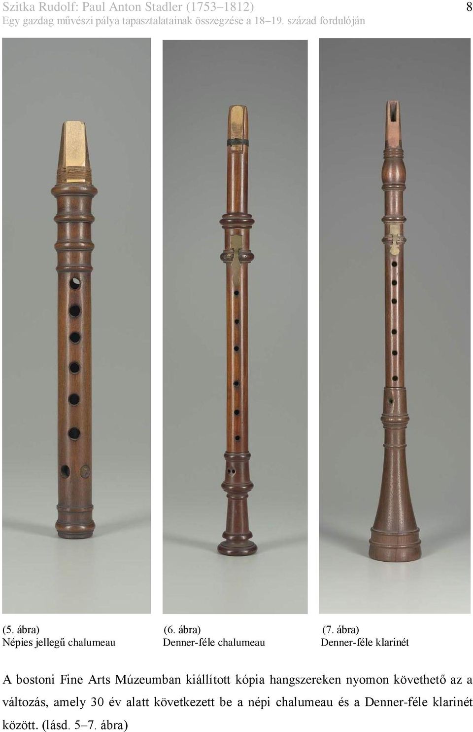 ábra) Népies jellegű chalumeau Denner-féle chalumeau Denner-féle klarinét A bostoni Fine Arts Múzeumban