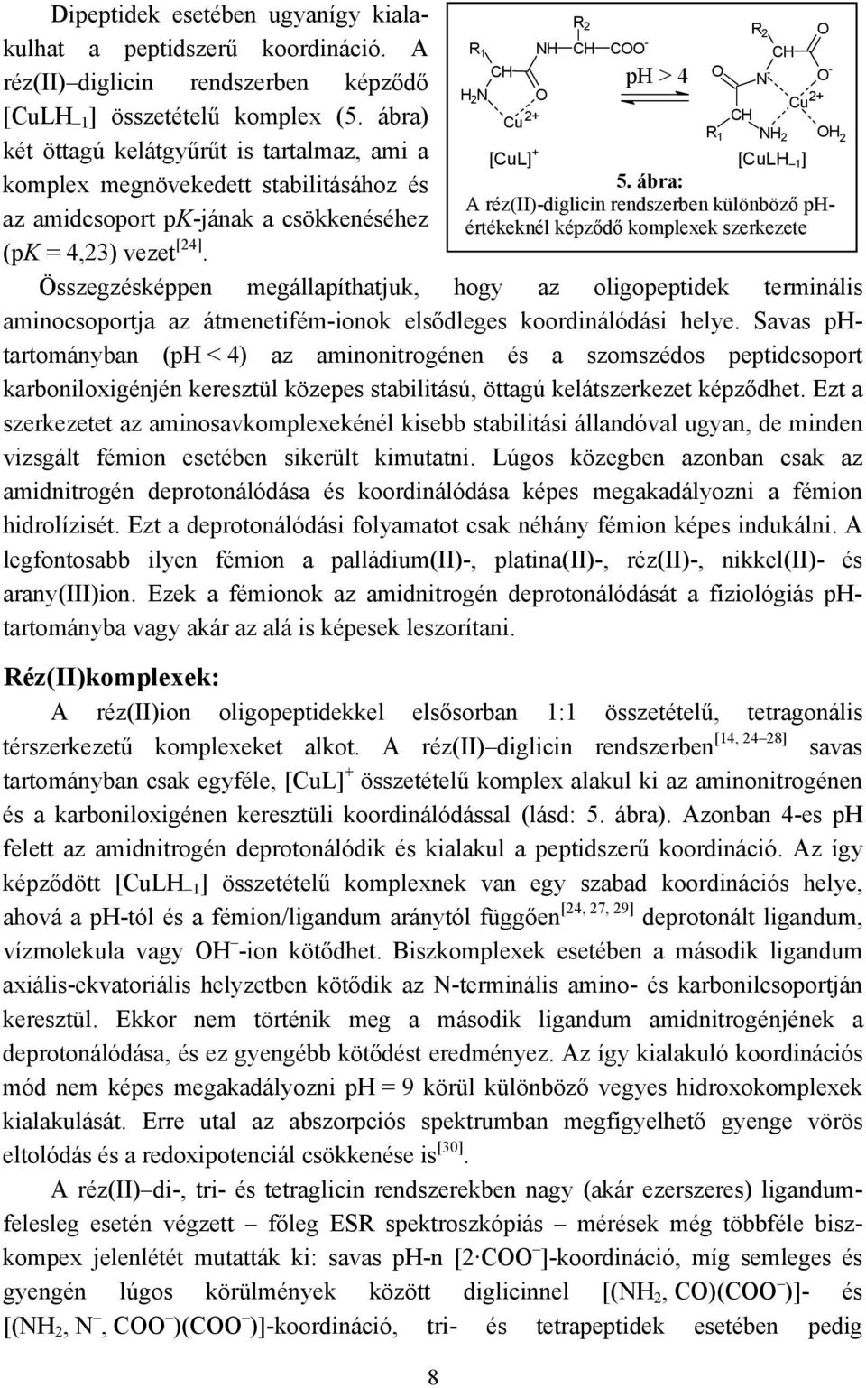 Összegzésképpen megállapíthatjuk, hogy az oligopeptidek terminális aminocsoportja az átmenetifém-ionok elsődleges koordinálódási helye.