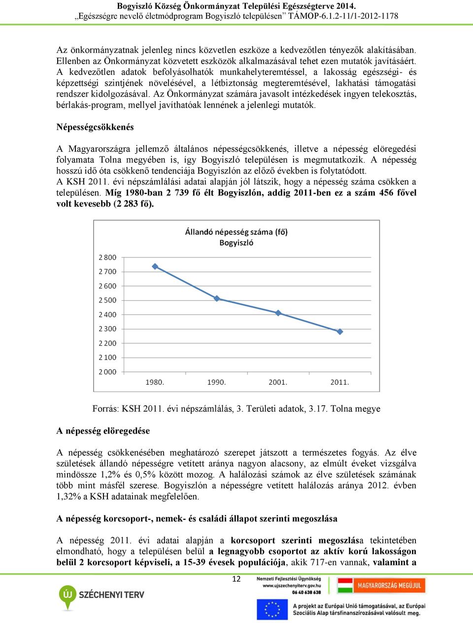 Az Önkormányzat számára javasolt intézkedések ingyen telekosztás, bérlakás-program, mellyel javíthatóak lennének a jelenlegi mutatók.