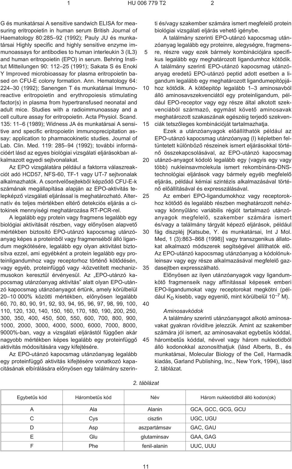 Behring Institut Mitteilungen 90: 112 (1991); Sakata S és Enoki Y Improved microbioassay for plasma eritropoietin based on CFU¹E colony formation. Ann.