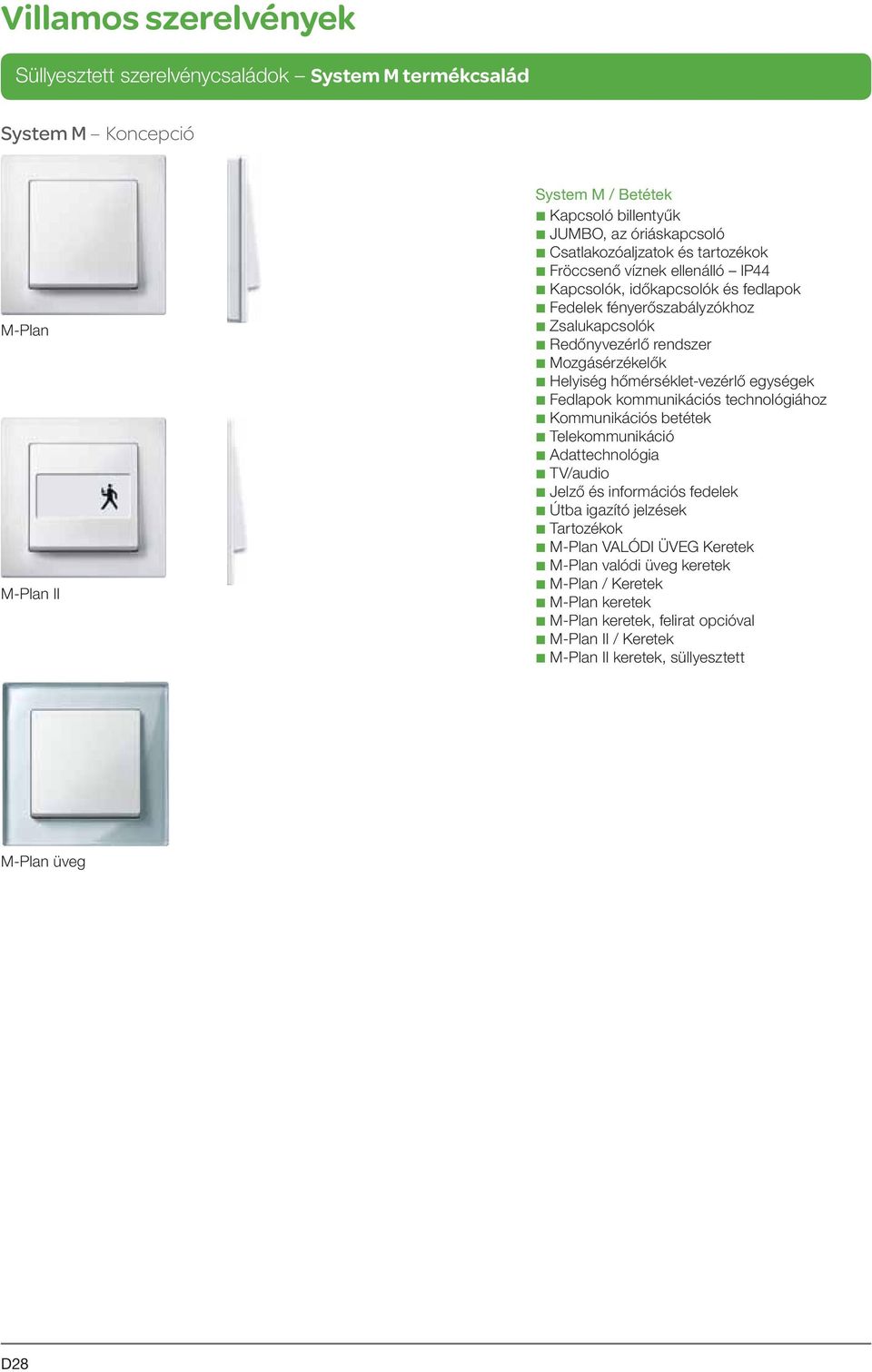 kommunikációs technológiához b Kommunikációs betétek b Telekommunikáció b Adattechnológia b TV/audio b Jelző és információs fedelek b Útba igazító jelzések b Tartozékok b M-Plan