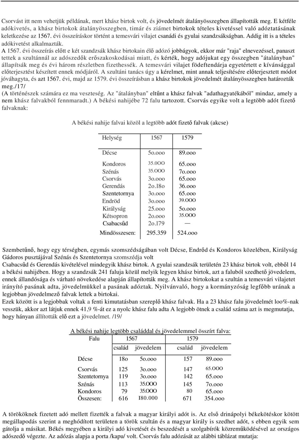 évi összeíráskor történt a temesvári vilajet csanádi és gyulai szandzsákságban. Addig itt is a tételes adókivetést alkalmazták. A 1567.