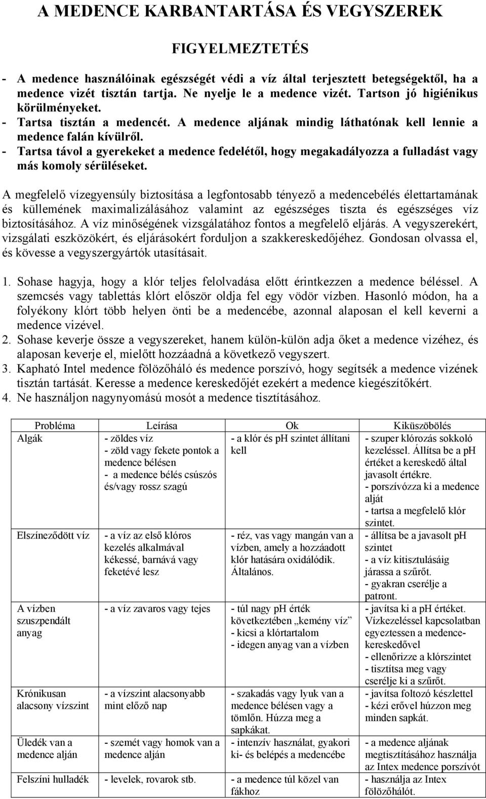 - Tartsa távol a gyerekeket a medence fedelétől, hogy megakadályozza a fulladást vagy más komoly sérüléseket.