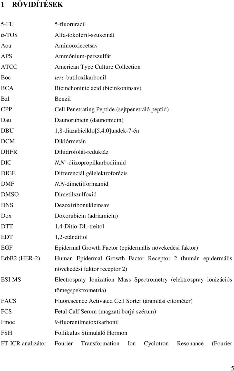 0]undek-7-én DCM Diklórmetán DHFR Dihidrofolát-reduktáz DIC N,N -diizopropilkarbodiimid DIGE Differenciál gélelektroforézis DMF N,N-dimetilformamid DMS Dimetilszulfoxid DNS Dezoxiribonukleinsav Dox