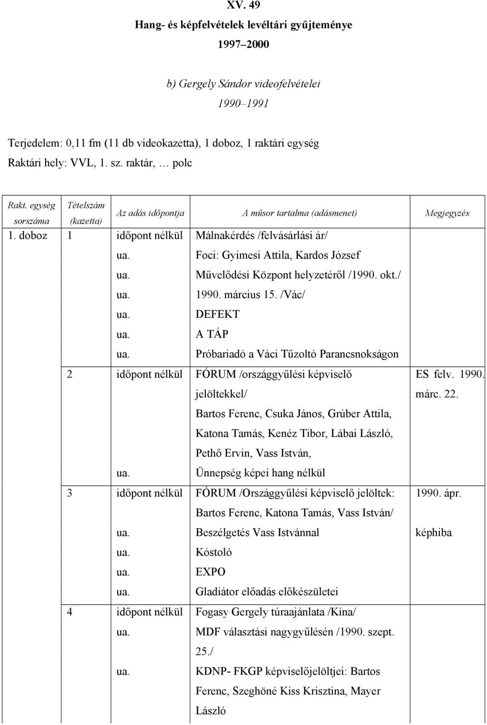 /Vác/ DEFEKT A TÁP Próbariadó a Váci Tűzoltó Parancsnokságon 2 időpont nélkül FÓRUM /országgyűlési képviselő jelöltekkel/ ES felv. 1990. márc. 22.