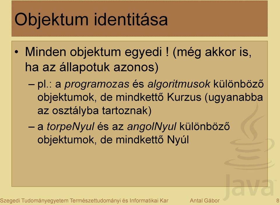 : a programozas és algoritmusok különböző objektumok, de mindkettő Kurzus (ugyanabba