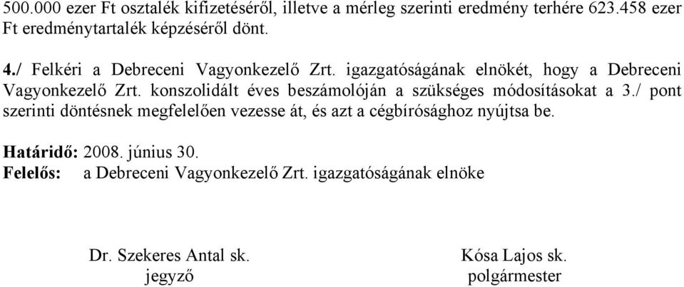 konszolidált éves beszámolóján a szükséges módosításokat a 3.