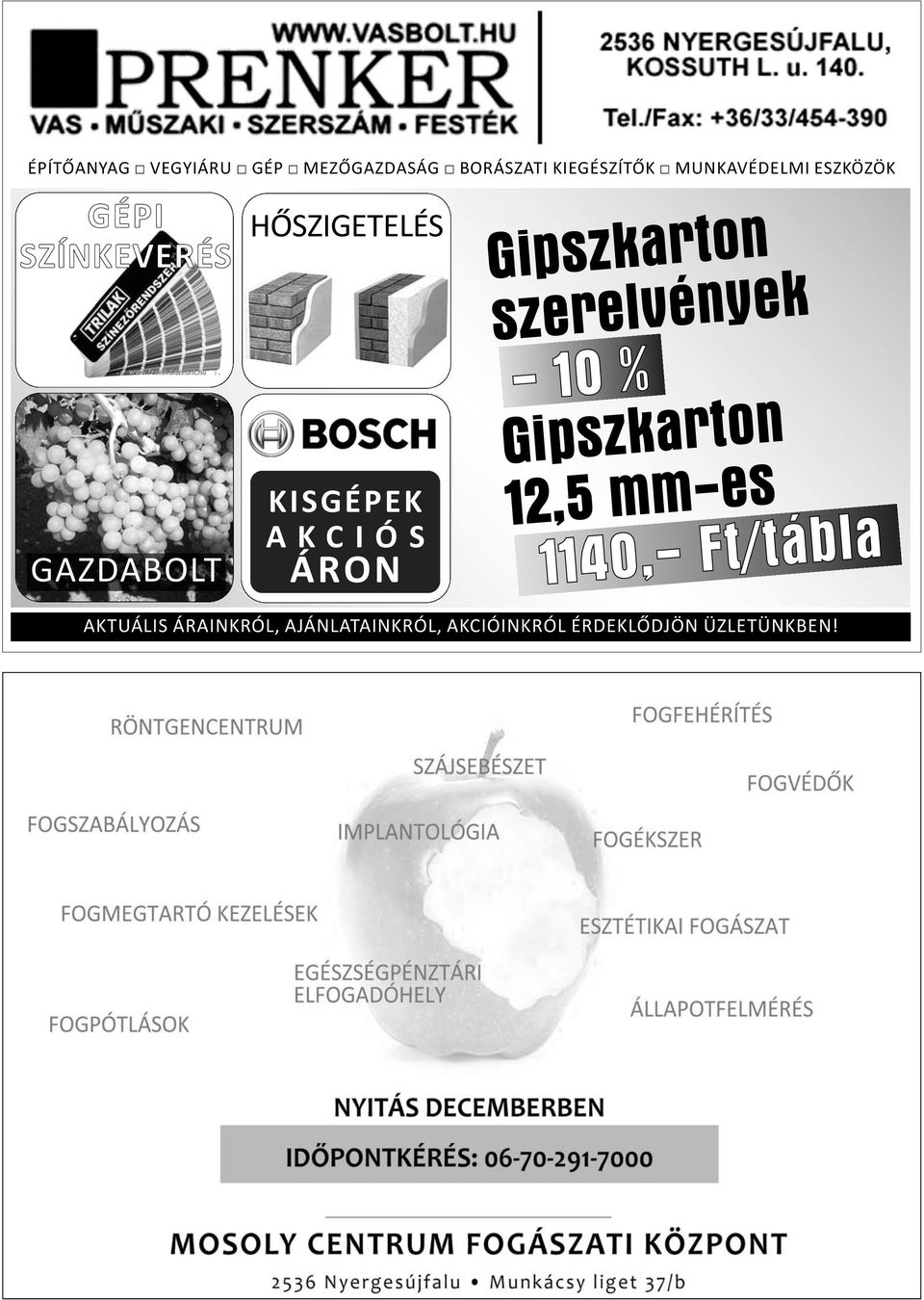 Gipszkarton szerelvények - 10 % Gipszkarton 12,5 mm-es 1140,- Ft/tábla