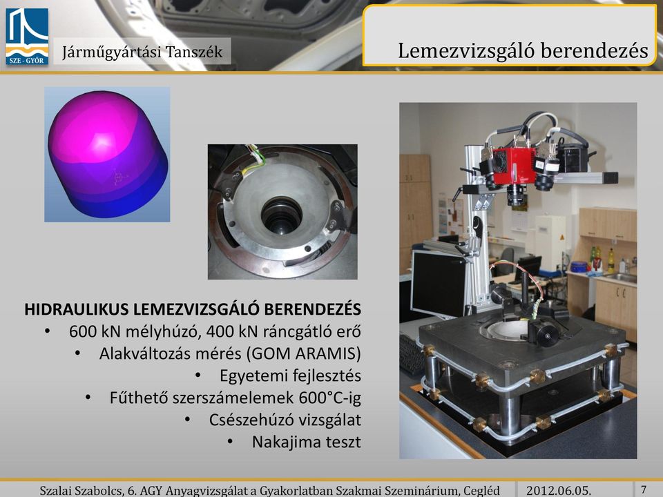 BERENDEZÉS 600 kn mélyhúzó, 400 kn ráncgátló erő