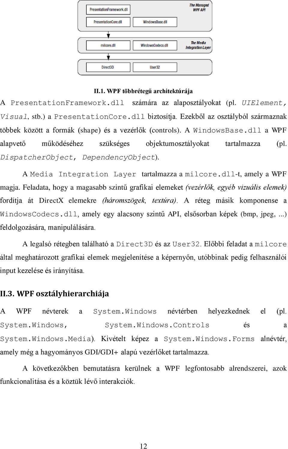 DispatcherObject, DependencyObject). A Media Integration Layer tartalmazza a milcore.dll-t, amely a WPF magja.