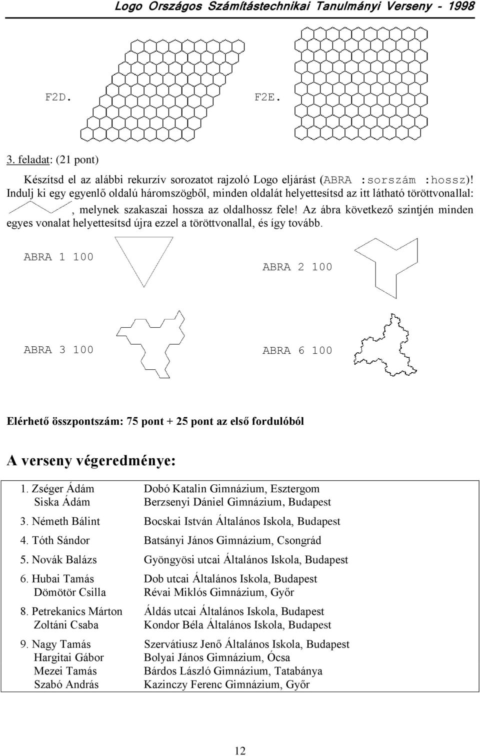 Az ábra következő szintjén minden egyes vonalat helyettesítsd újra ezzel a töröttvonallal, és így tovább.