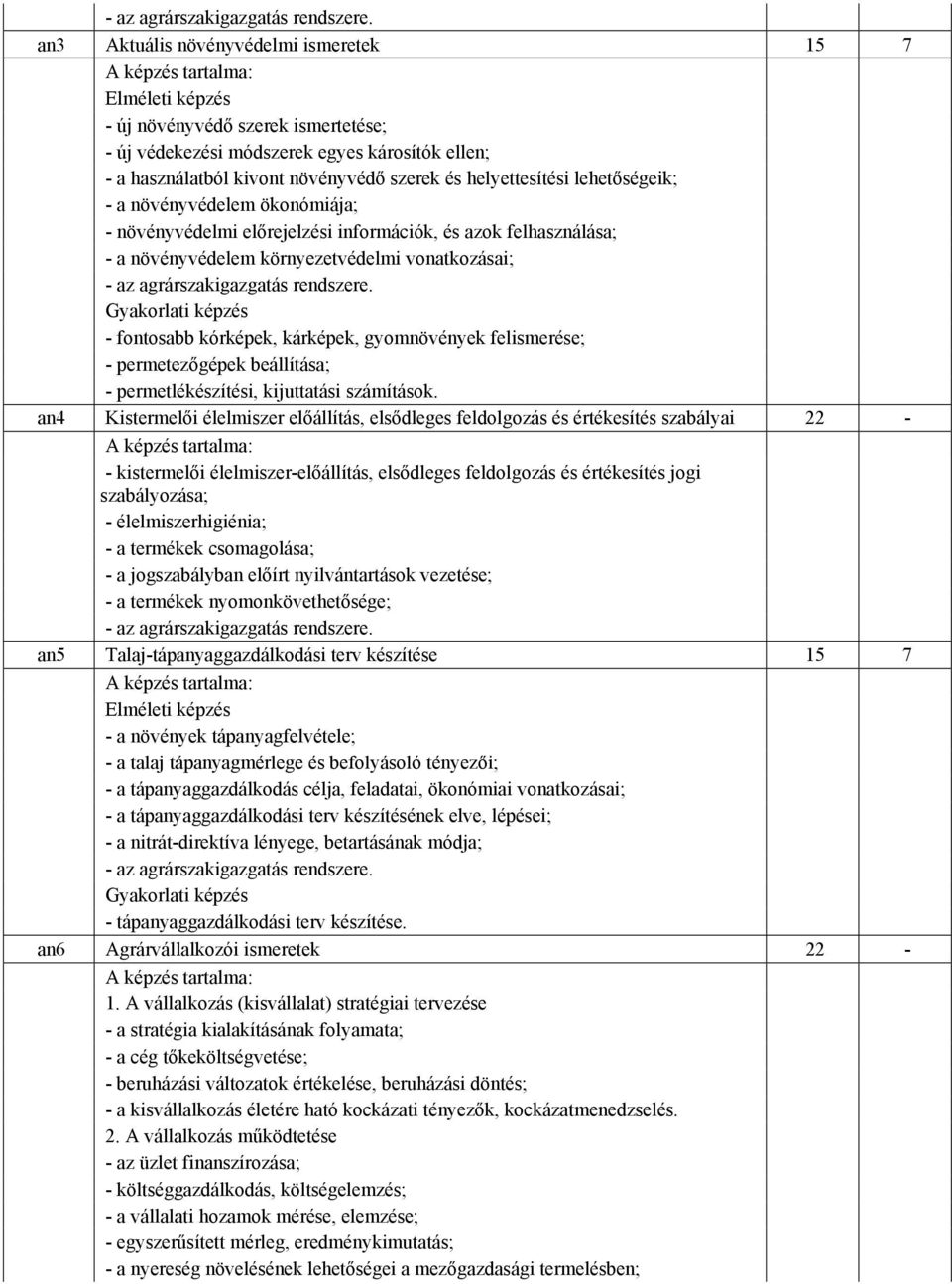 fontosabb kórképek, kárképek, gyomnövények felismerése; - permetezőgépek beállítása; - permetlékészítési, kijuttatási számítások.