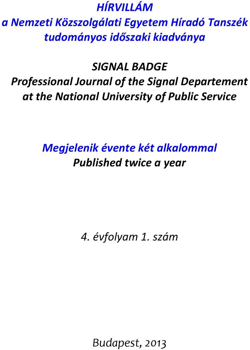 Departement at the National University of Public Service Megjelenik