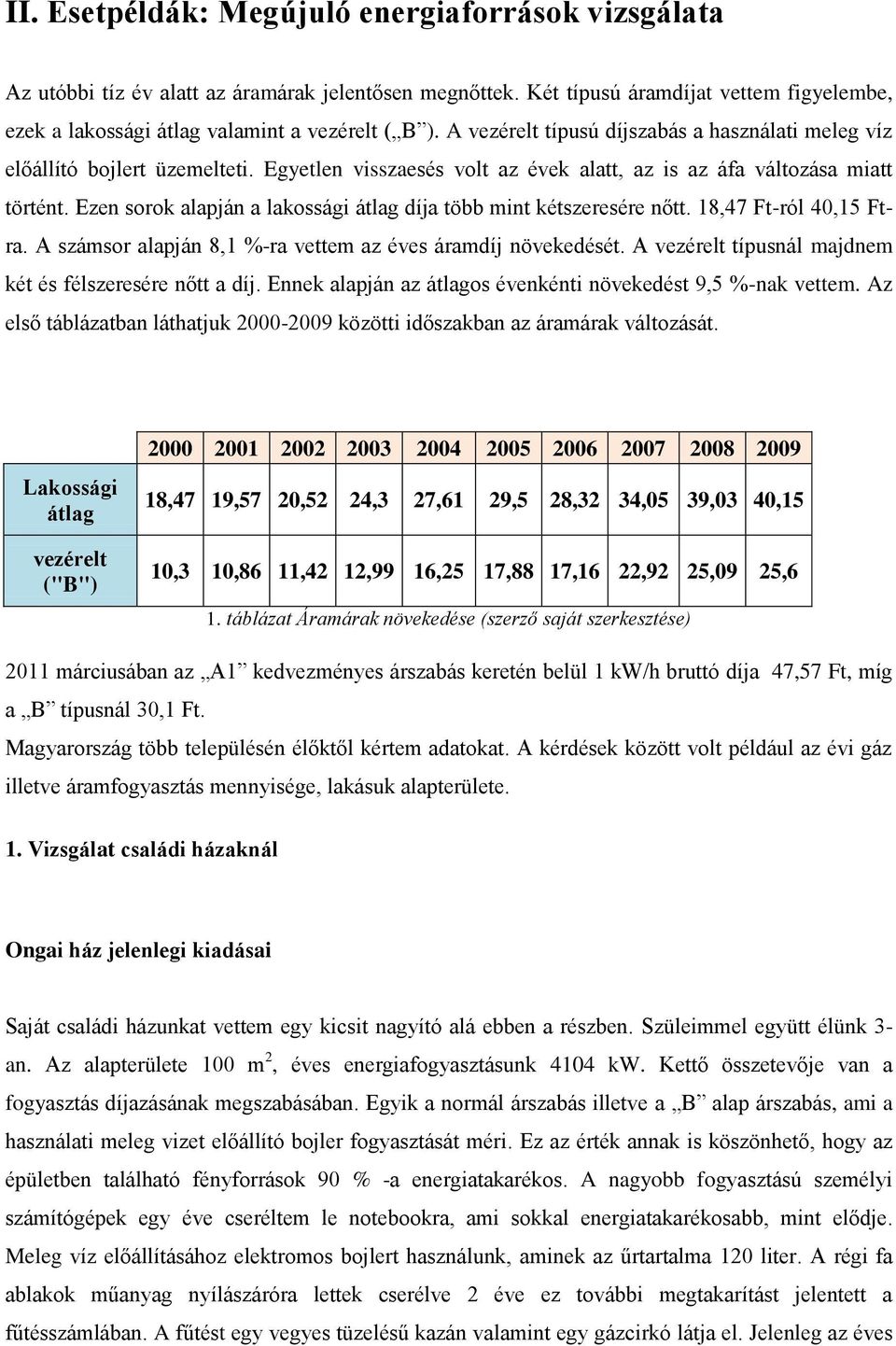 Ezen sorok alapján a lakossági átlag díja több mint kétszeresére nőtt. 18,47 Ft-ról 40,15 Ftra. A számsor alapján 8,1 %-ra vettem az éves áramdíj növekedését.