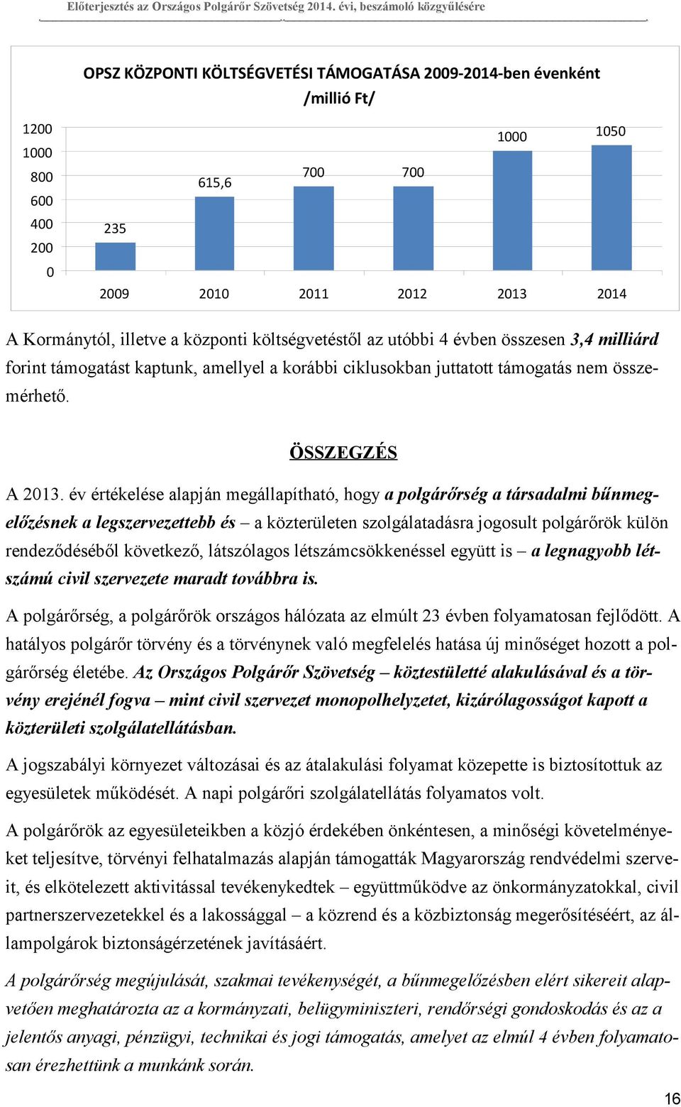 összesen 3,4 milliárd forint támogatást kaptunk, amellyel a korábbi ciklusokban juttatott támogatás nem összemérhető. ÖSSZEGZÉS A 213.