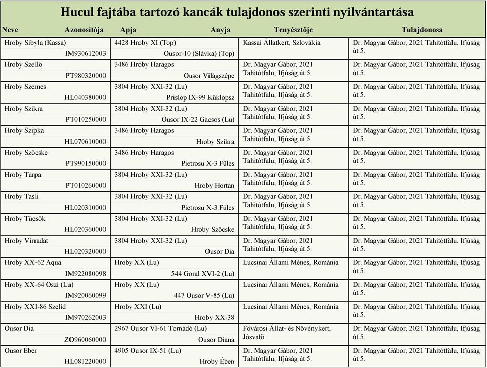 HL081220000 4428 Hroby XI (Top) Ousor-10 (Slávka) (Top) Ousor Világszépe Prislop IX-99 Küklopsz Ousor IX-22 Gacsos (Lu) Hroby Szikra Pietrosu X-3 Füles Hroby Hortan Pietrosu X-3 Füles Hroby Szöcske