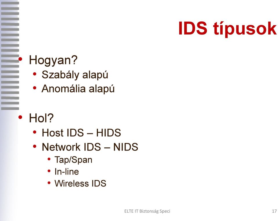 Hol? Host IDS HIDS Network