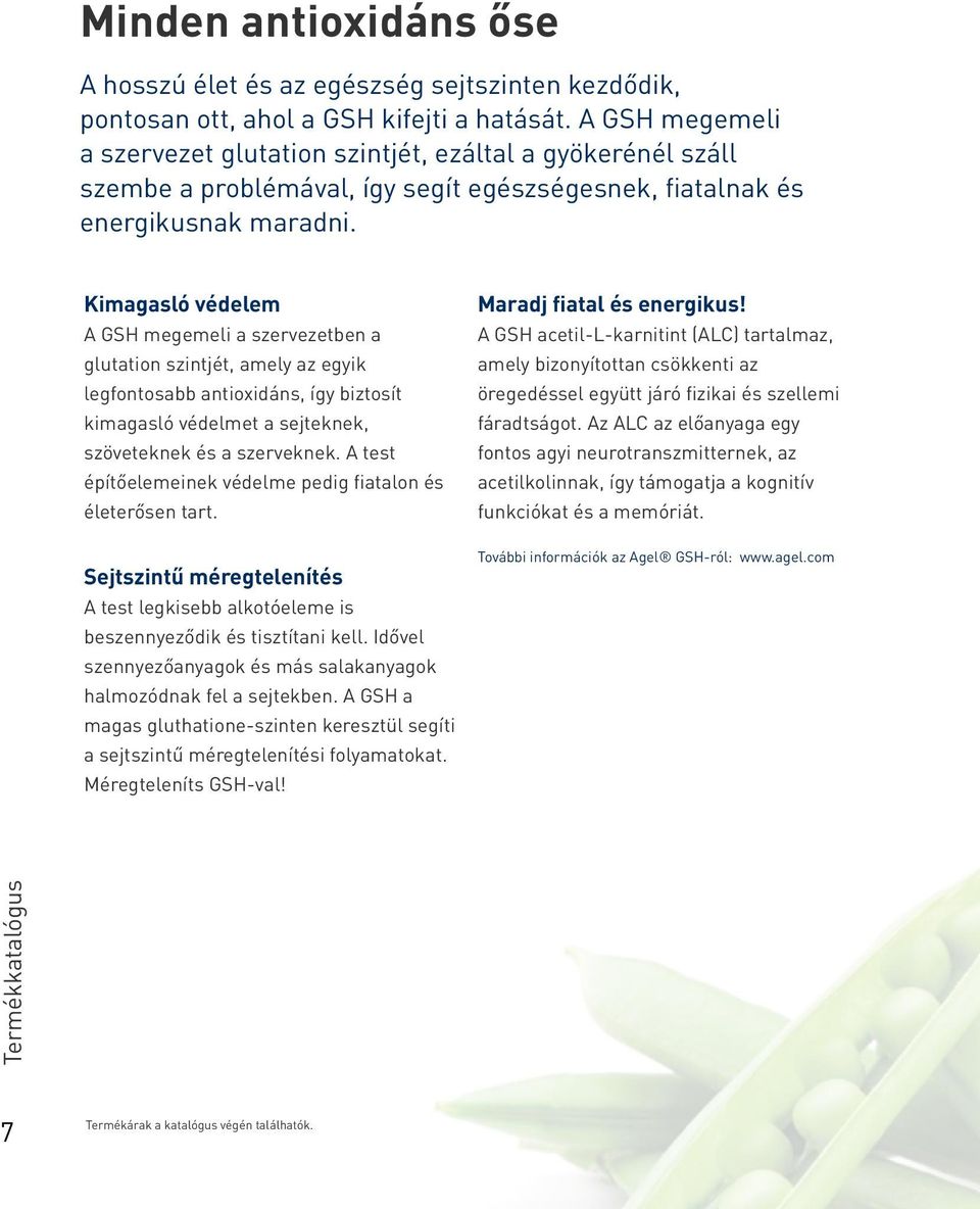 Kimagasló védelem A GSH megemeli a szervezetben a glutation szintjét, amely az egyik legfontosabb antioxidáns, így biztosít kimagasló védelmet a sejteknek, szöveteknek és a szerveknek.