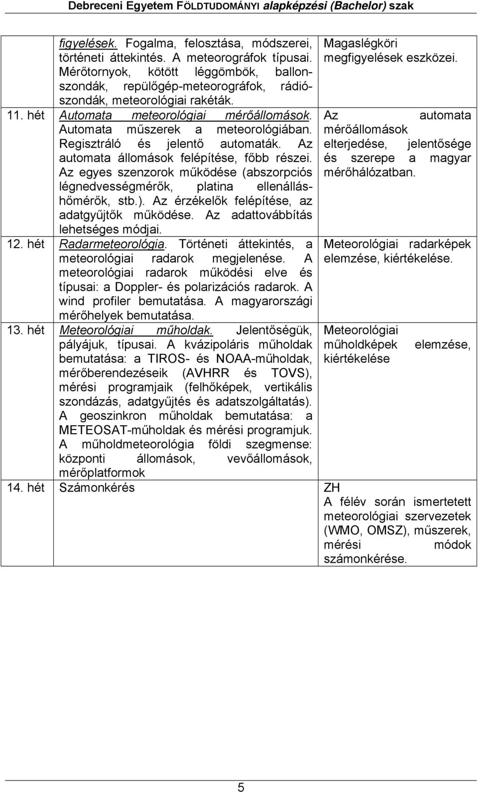 Az egyes szenzorok működése (abszorpciós légnedvességmérők, platina ellenálláshőmérők, stb.). Az érzékelők felépítése, az adatgyűjtők működése. Az adattovábbítás lehetséges módjai. 12.