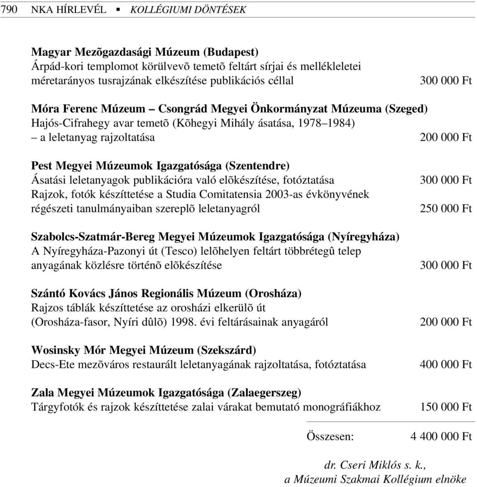 (Szentendre) Ásatási leletanyagok publikációra való elõkészítése, fotóztatása Rajzok, fotók készíttetése a Studia Comitatensia 2003-as évkönyvének régészeti tanulmányaiban szereplõ leletanyagról