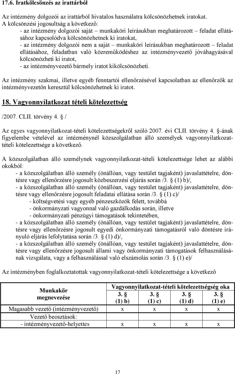 saját munkaköri leírásukban meghatározott feladat ellátásához, feladatban való közreműködéshez az intézményvezető jóváhagyásával kölcsönözheti ki iratot, - az intézményvezető bármely iratot