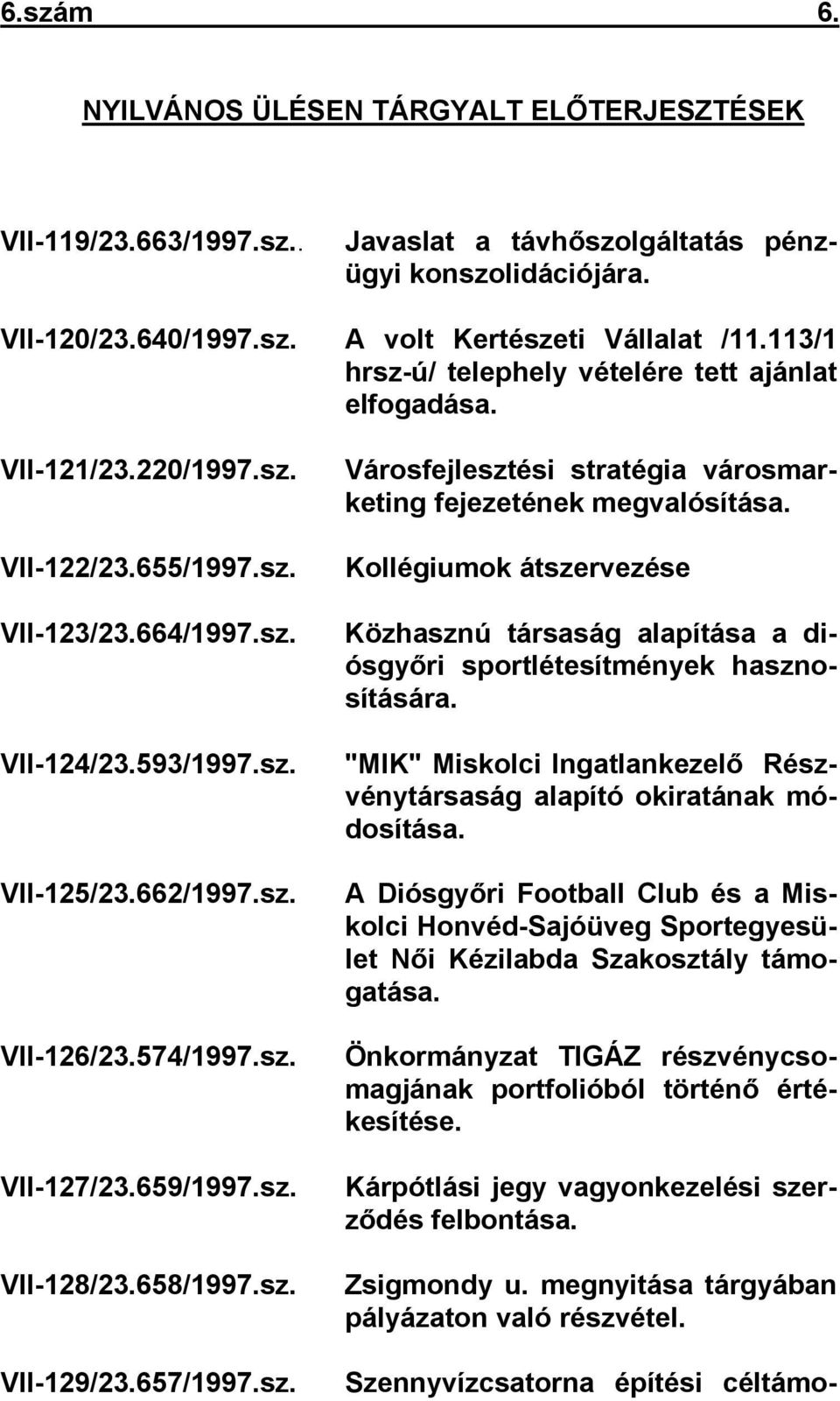 sz. VII-127/23.659/1997.sz. VII-128/23.658/1997.sz. VII-129/23.657/1997.sz. Városfejlesztési stratégia városmarketing fejezetének megvalósítása.