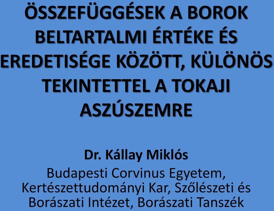 Kállay Miklós Budapesti Corvinus Egyetem,