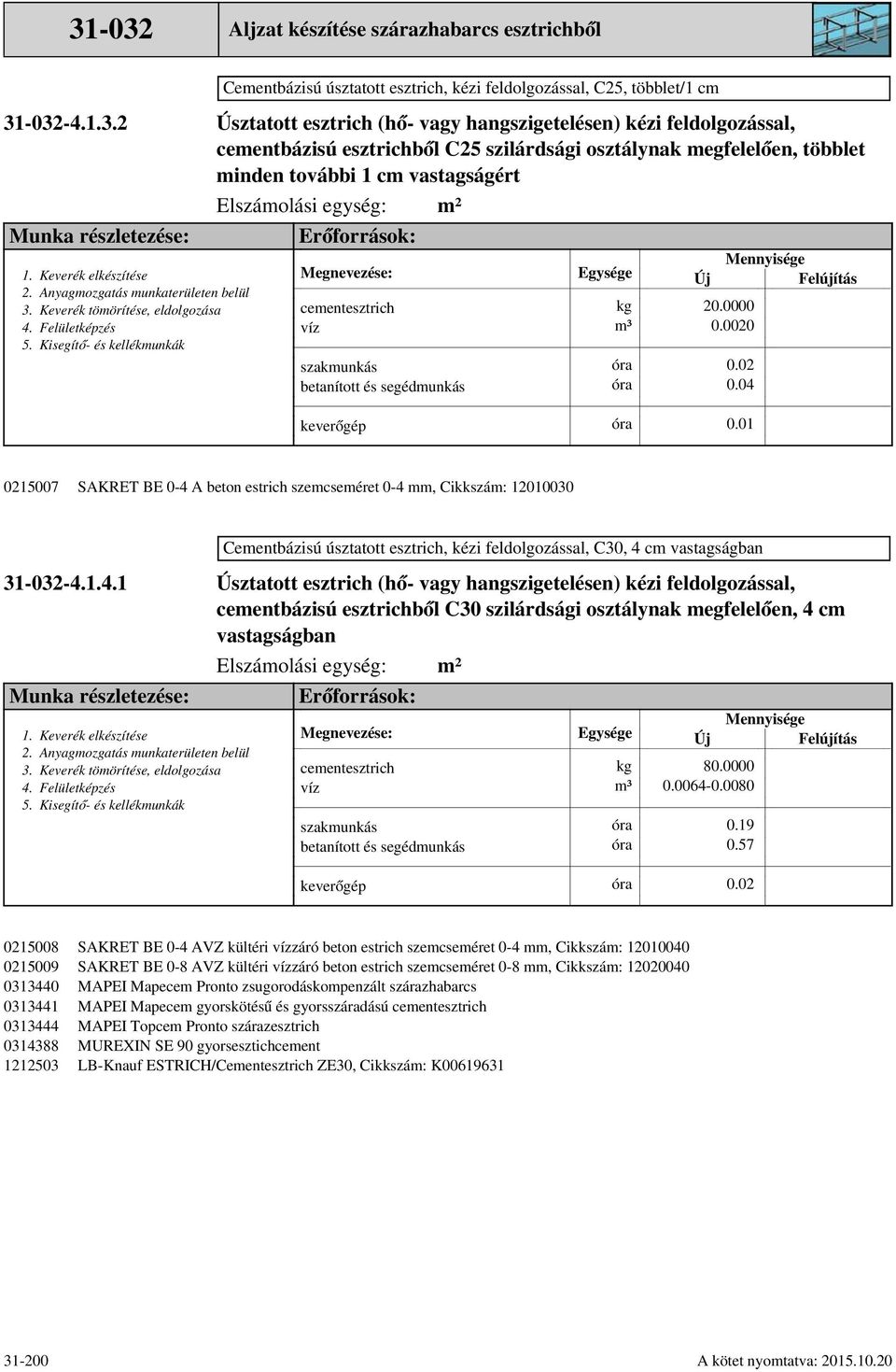 Anyagmozgatás munkaterületen belül 0215007 20.0000 0.0020 0.