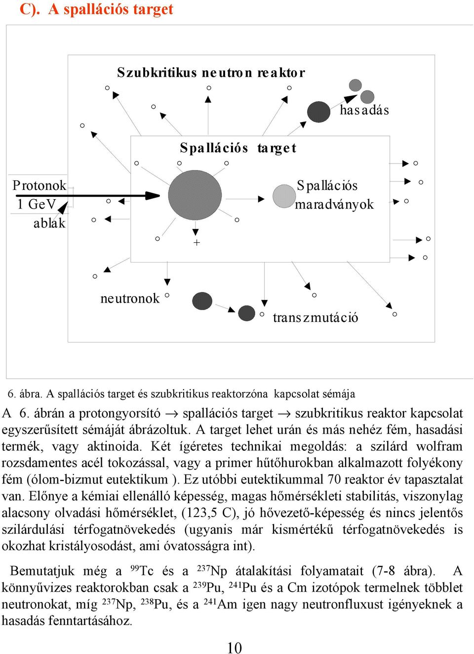 A target lehet urán és más nehéz fém, hasadási termék, vagy aktinoida.